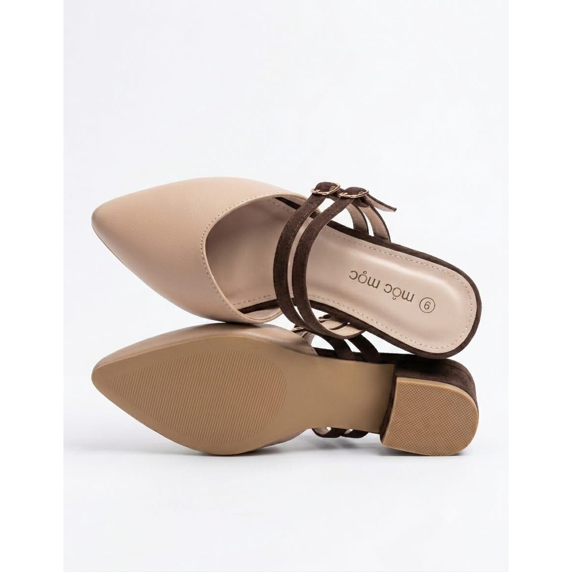 Elegant Two-Tone Pointed Block Heel