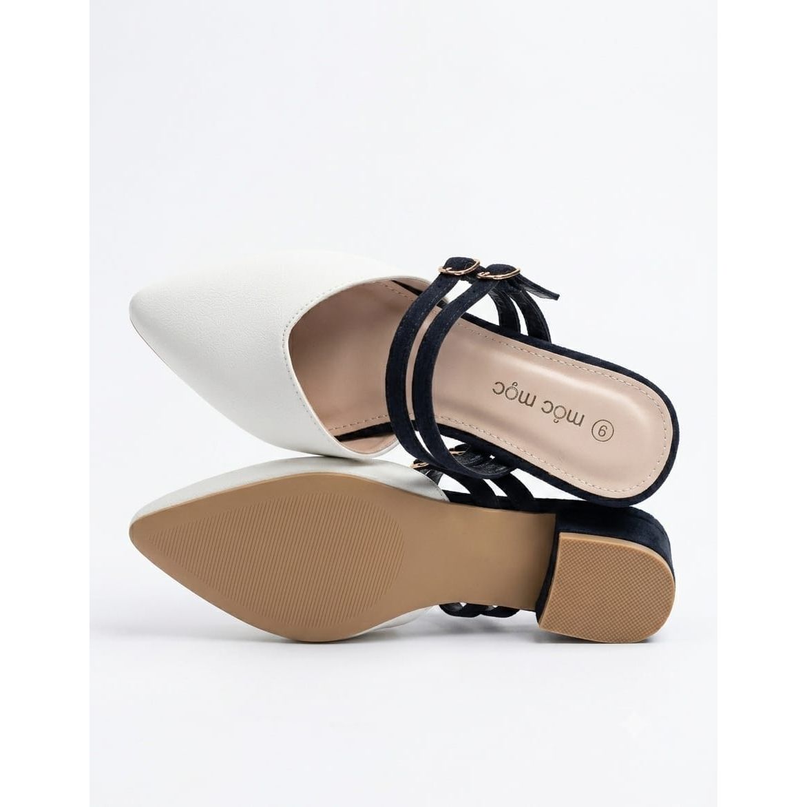 Elegant Two-Tone Pointed Block Heel