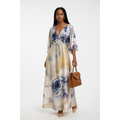 Plus-Size Floral Satin Kimono-Sleeve Maxi Dress