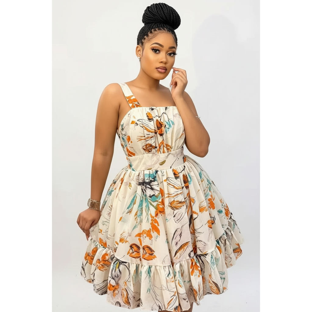 Plus-Size Floral Tiered Mini Dress