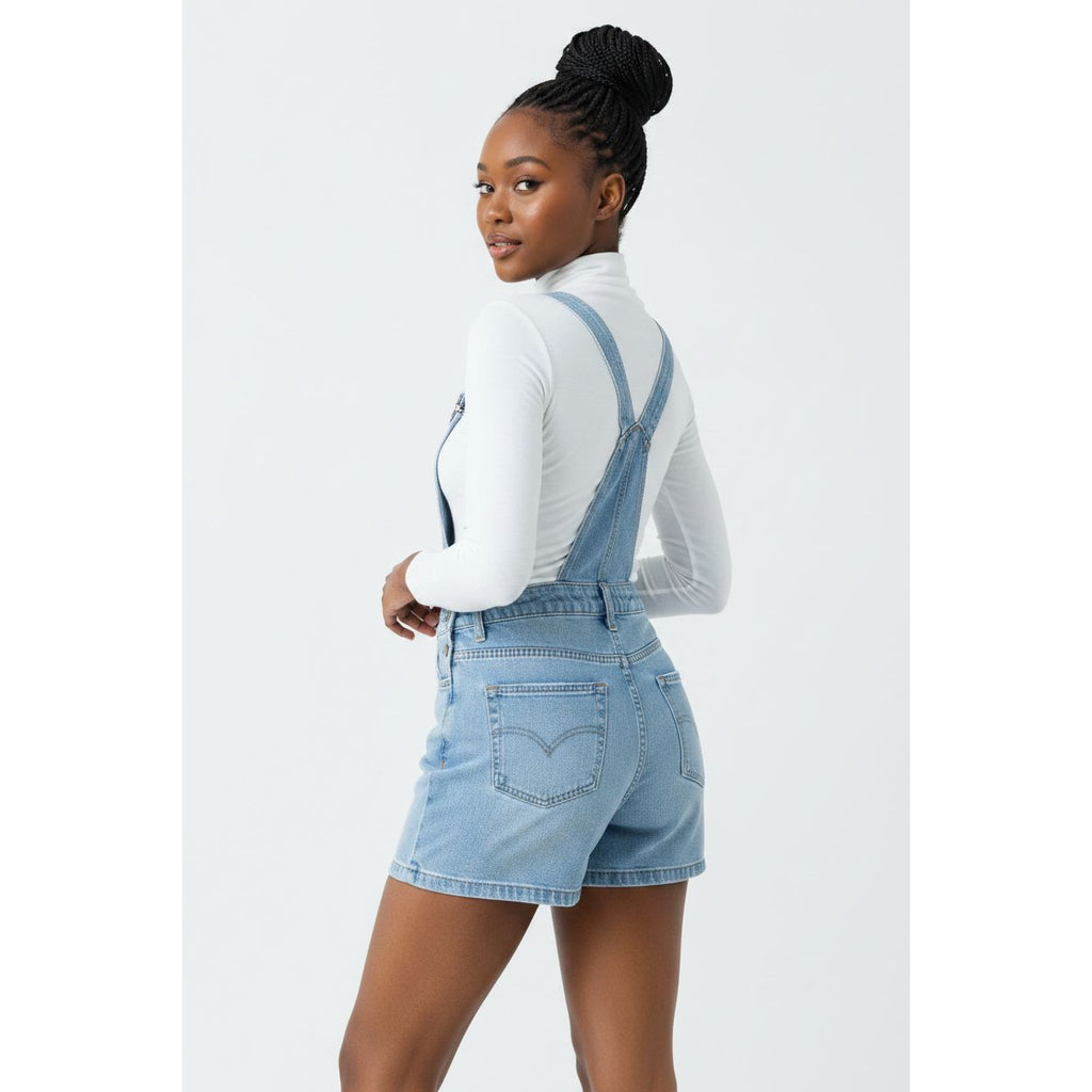 Women's Summer Denim Overalls With Rolled-Up Hem
