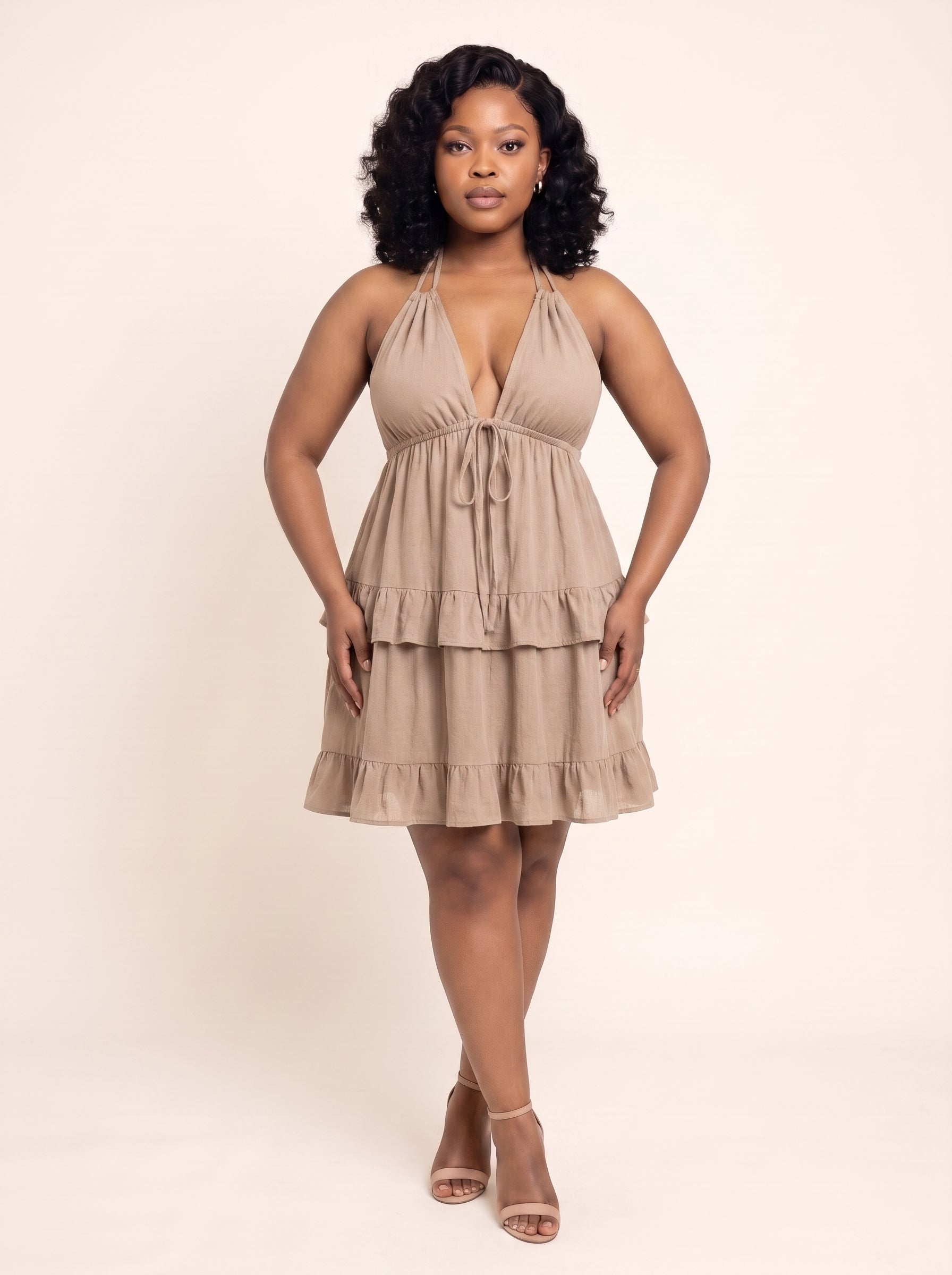 Ruffle Tier Halter Dress