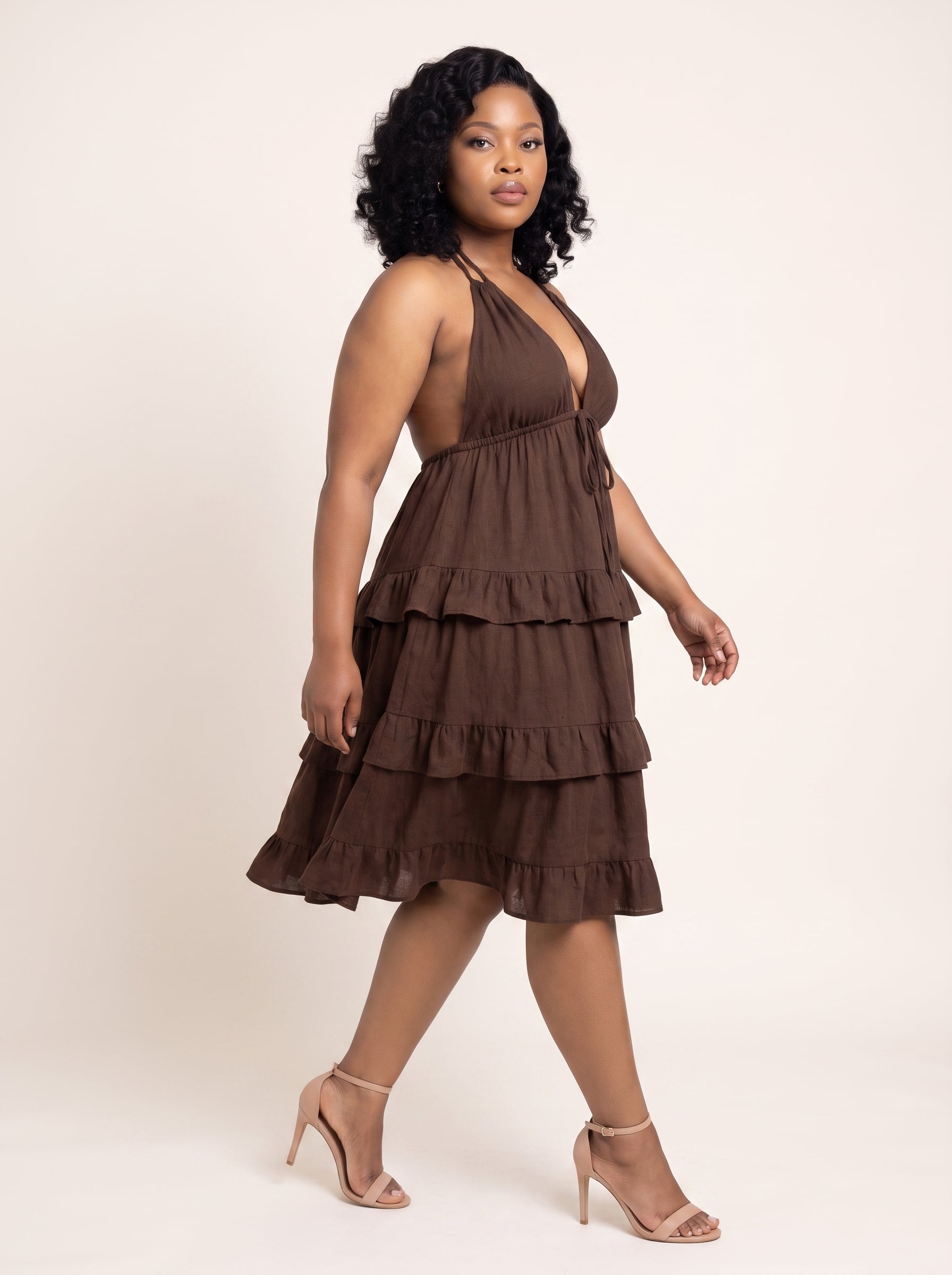 Ruffle Tier Halter Dress