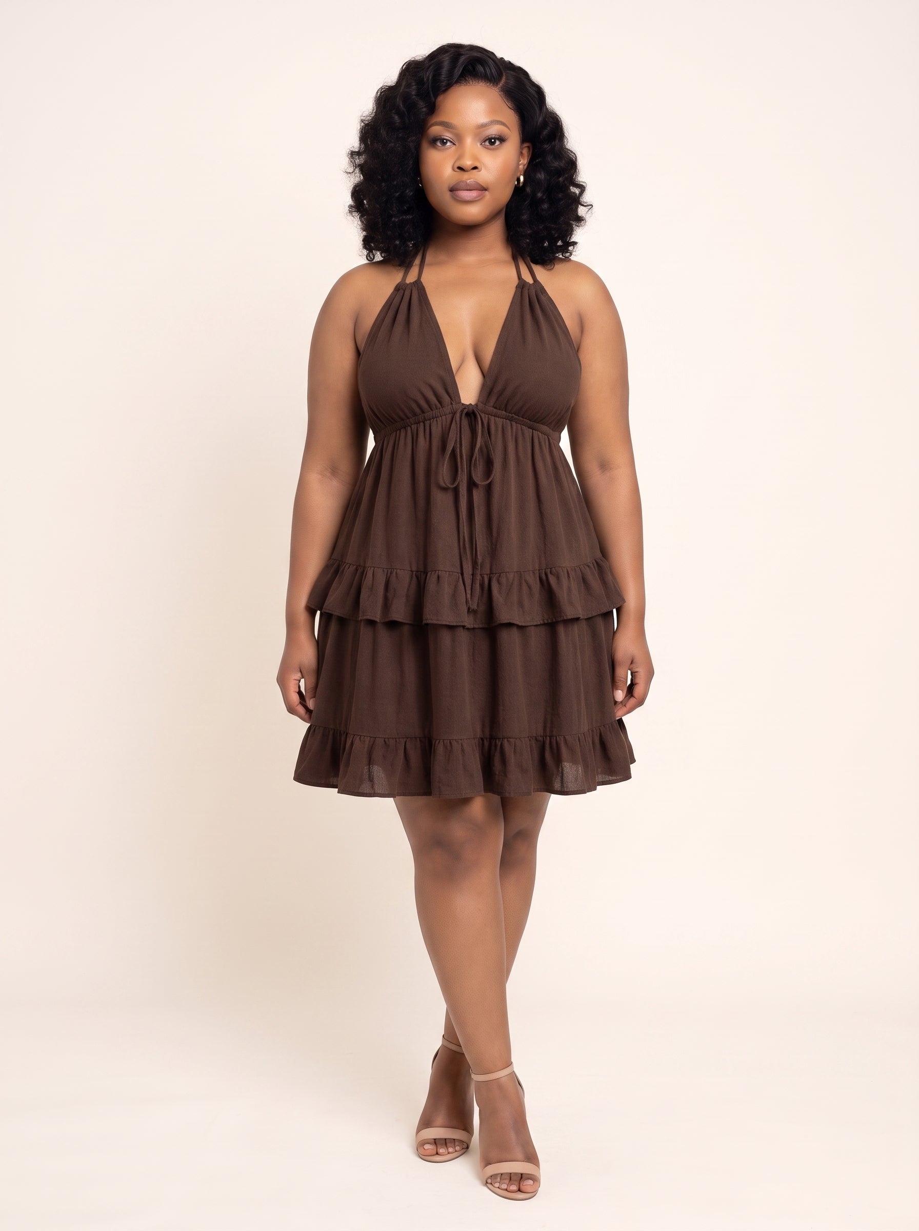 Ruffle Tier Halter Dress