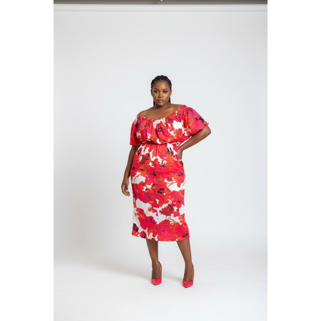 Slash Neck Off Shoulder Summer Floral Dress