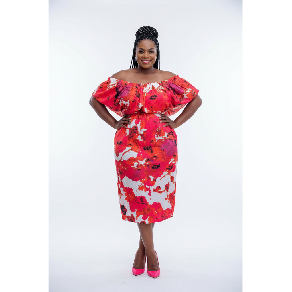 Slash Neck Off Shoulder Summer Floral Dress