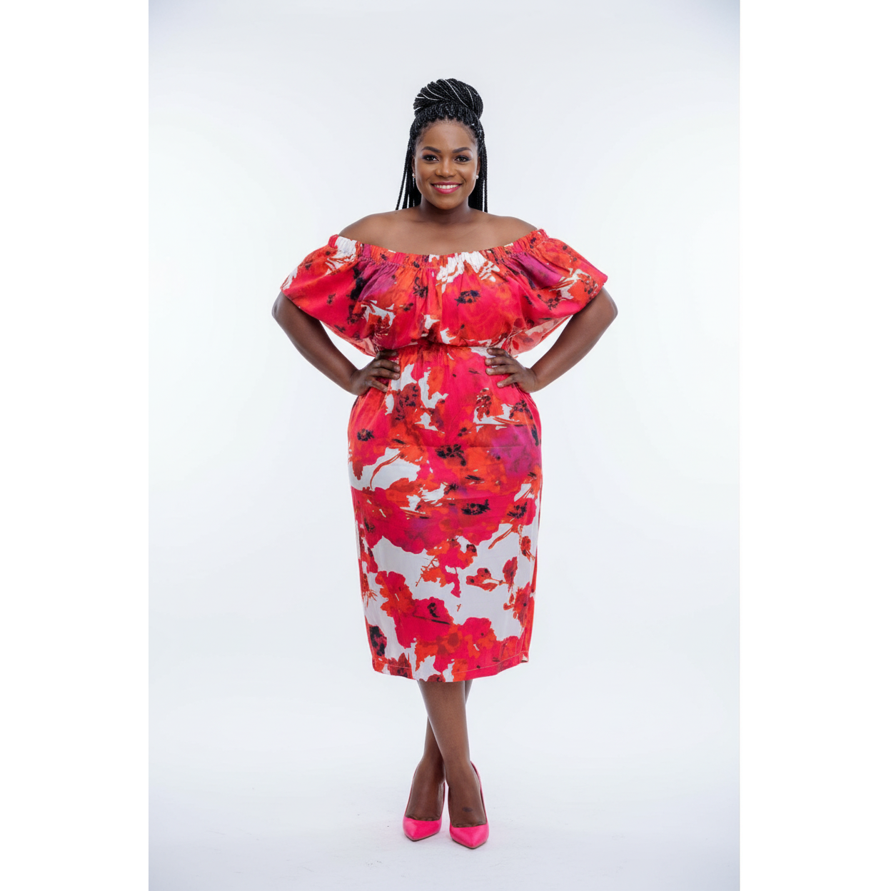 Slash Neck Off Shoulder Summer Floral Dress