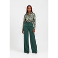 Wide-leg High waisted Pants & Printed Shirt Set