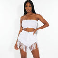 Fringed High Waist Denim Shorts